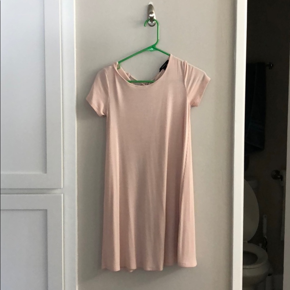 Light Pink T Shirt Dress with Back Lace